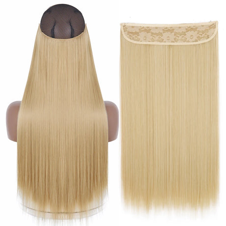 Synthetic No Clip Wave Hair Extensions white blonde