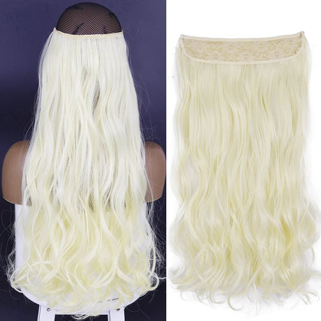 Synthetic No Clip Wave Hair Extensions curly white