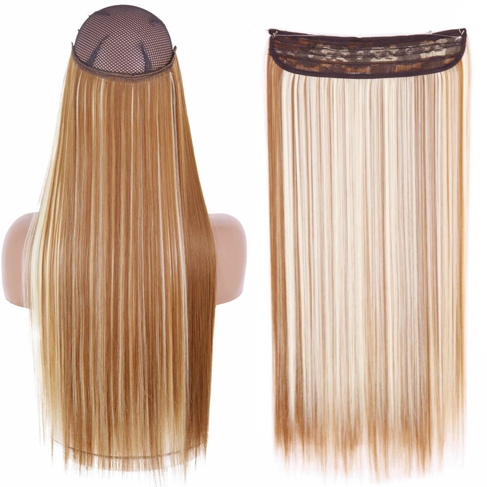 Synthetic No Clip Wave Hair Extensions orange straight