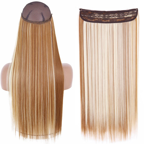 Synthetic No Clip Wave Hair Extensions orange straight