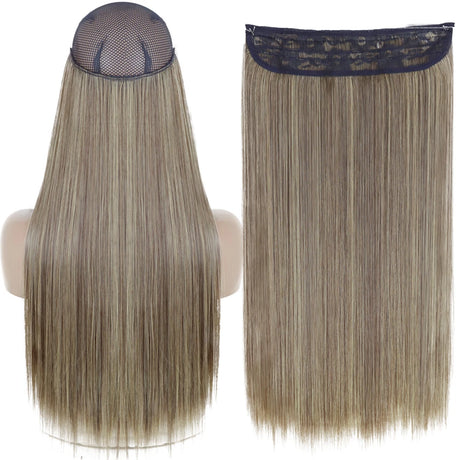 Synthetic No Clip Wave Hair Extensions highlight straight