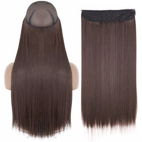 Synthetic No Clip Wave Hair Extensions straight black