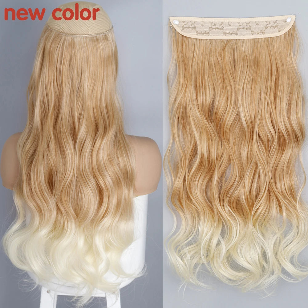 Synthetic No Clip Wave Hair Extensions big curl blonde white