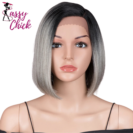 Synthetic Short Bob Straight Lace Front Wigs Sassy Chick Logo