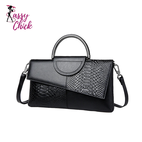 Synthetic Snake Leather Handbag Sassy Chick Logo