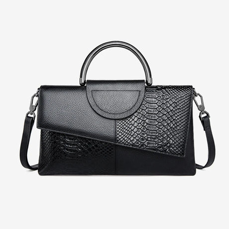 black Synthetic Snake Leather Handbag