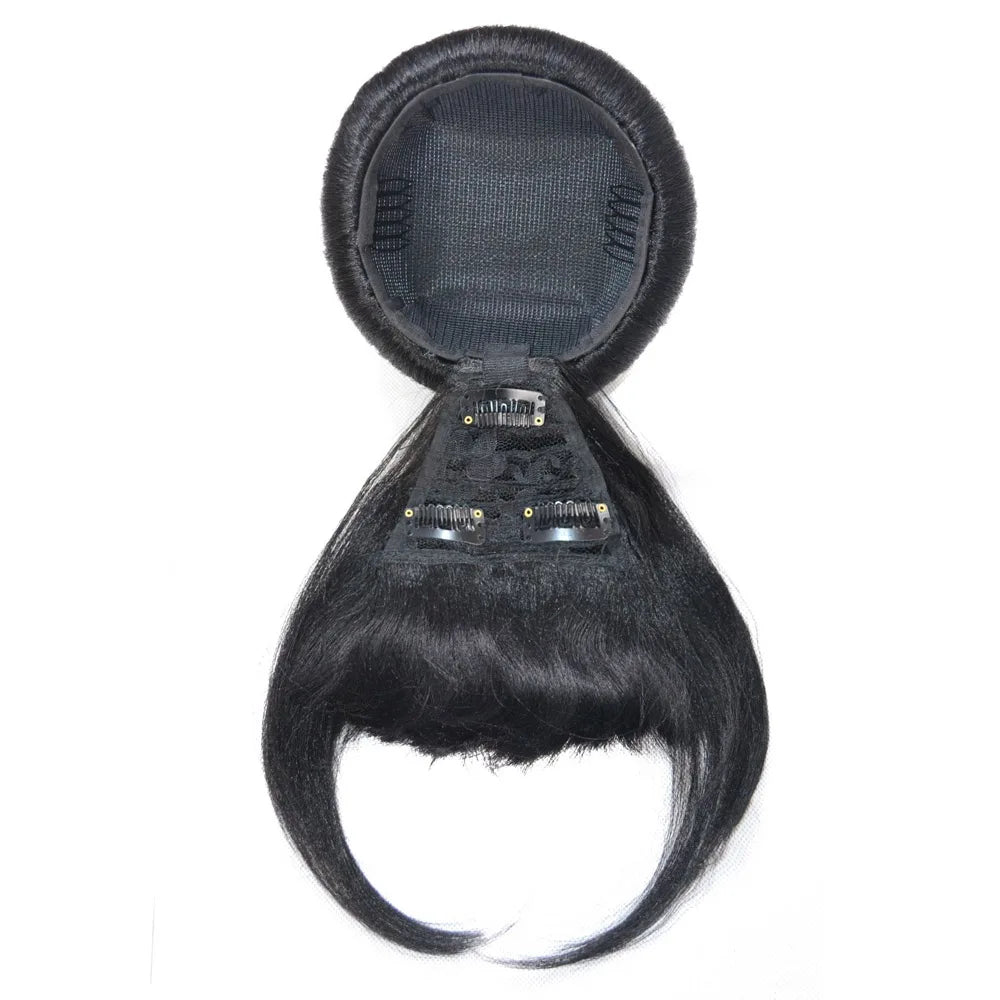 Synthetic Spherical Updos Chignon With Bangs Clip In Hair