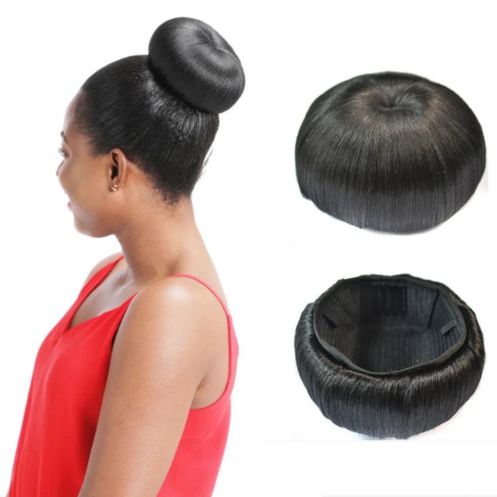 Synthetic Spherical Updos Chignon With Bangs Clip In Hair