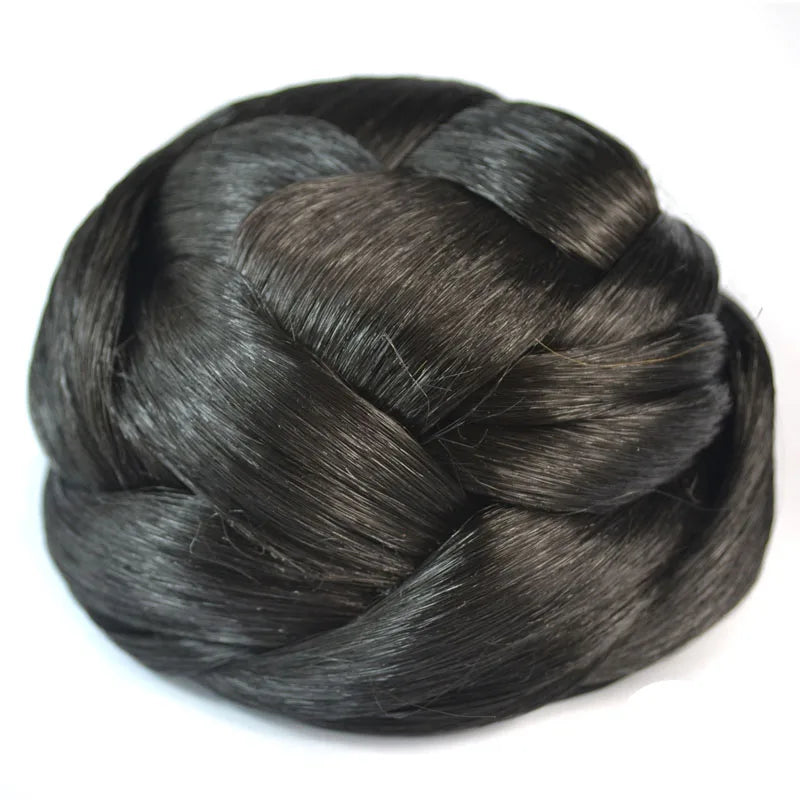 Synthetic Spherical Updos Chignon With Bangs Clip In Hair