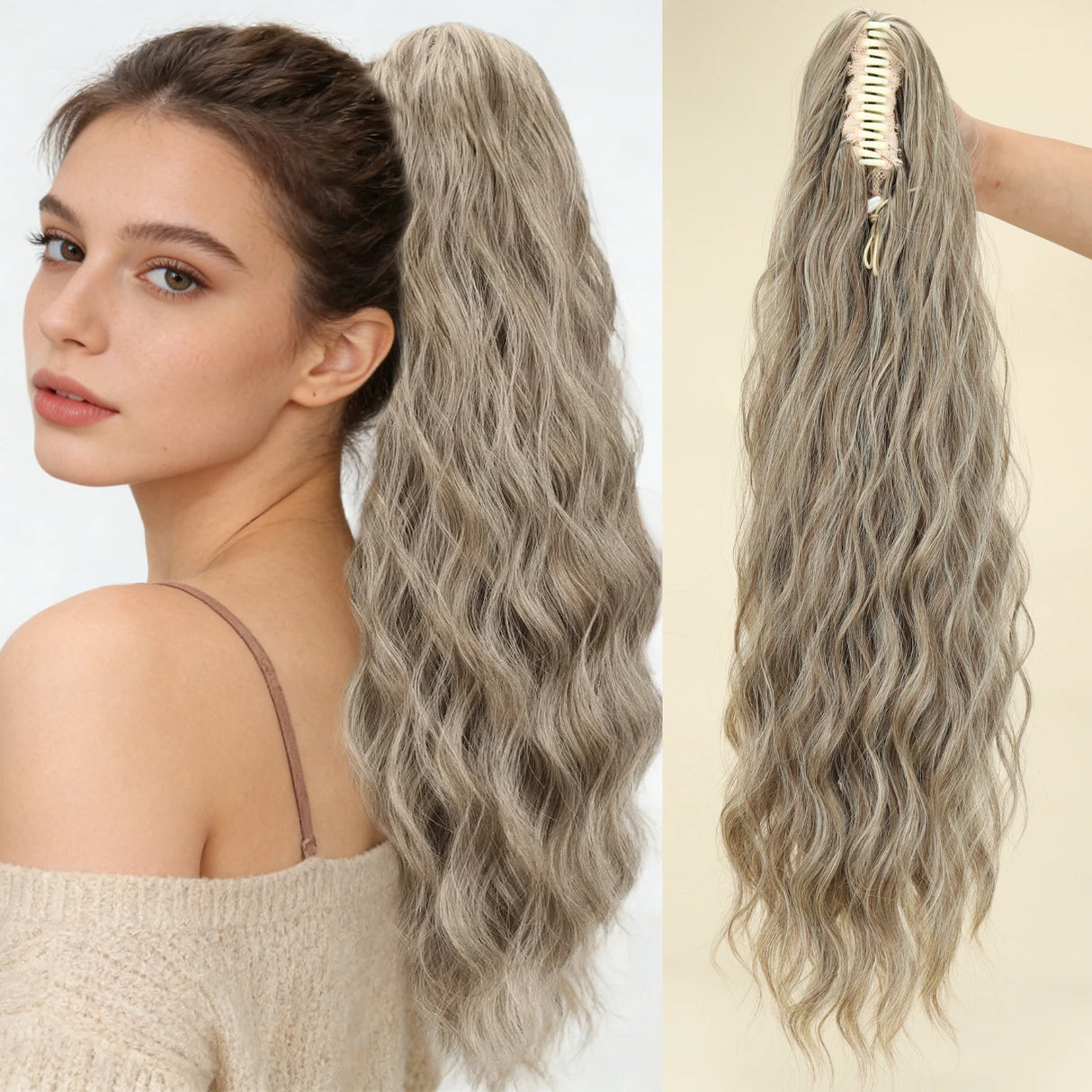 Synthetic Water Wave Claw Clip Ponytail