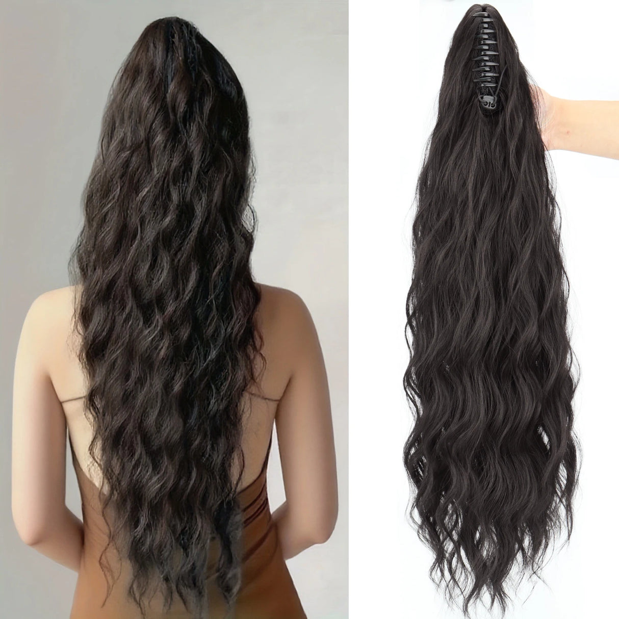 Synthetic Water Wave Claw Clip Ponytail