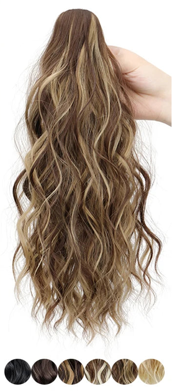 Collection of Synthetic Water Wave Curly Claw Clip-in Ponytail Hair Extension