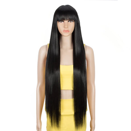 Synthetic Wig With Bangs Ombre black