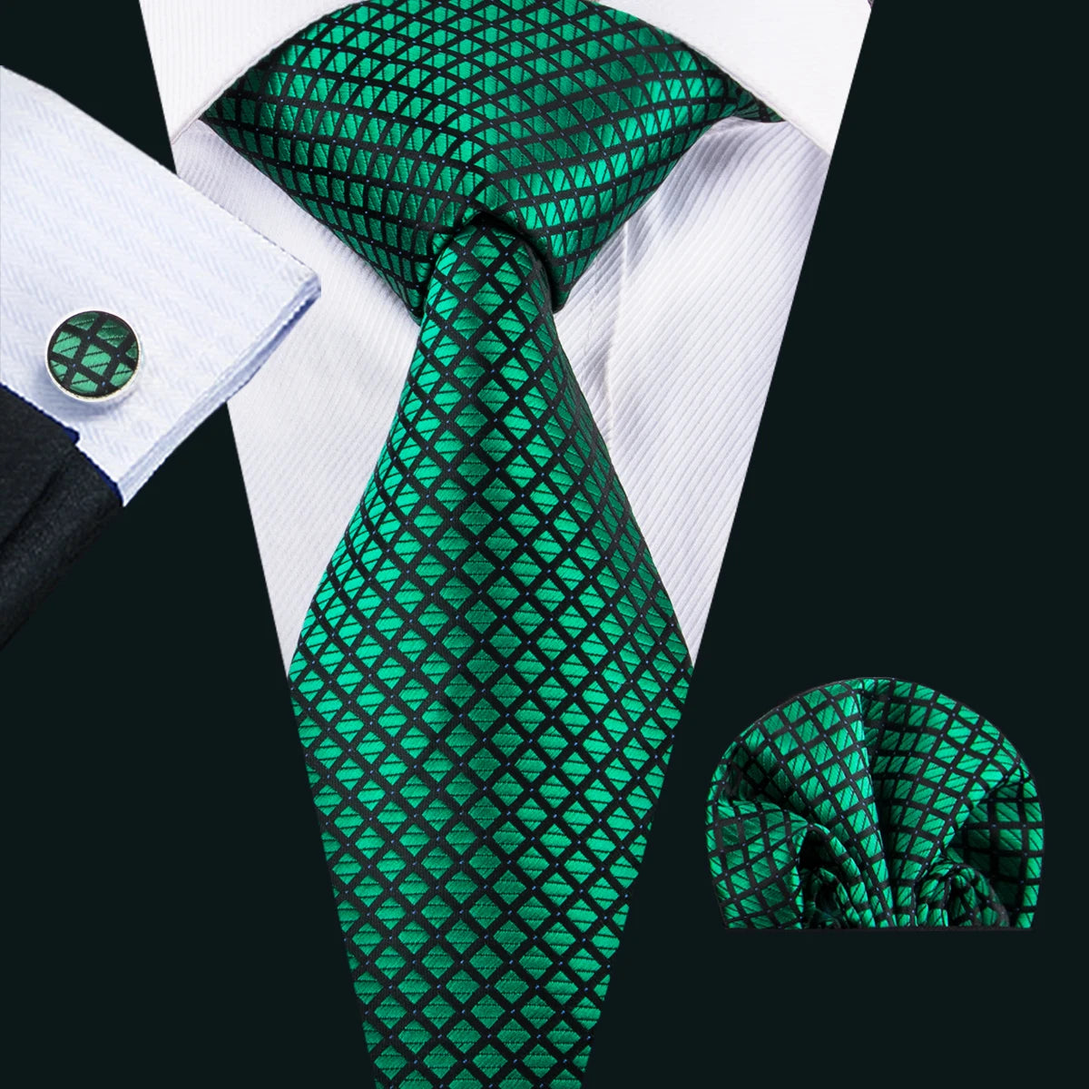 Green small square design ties