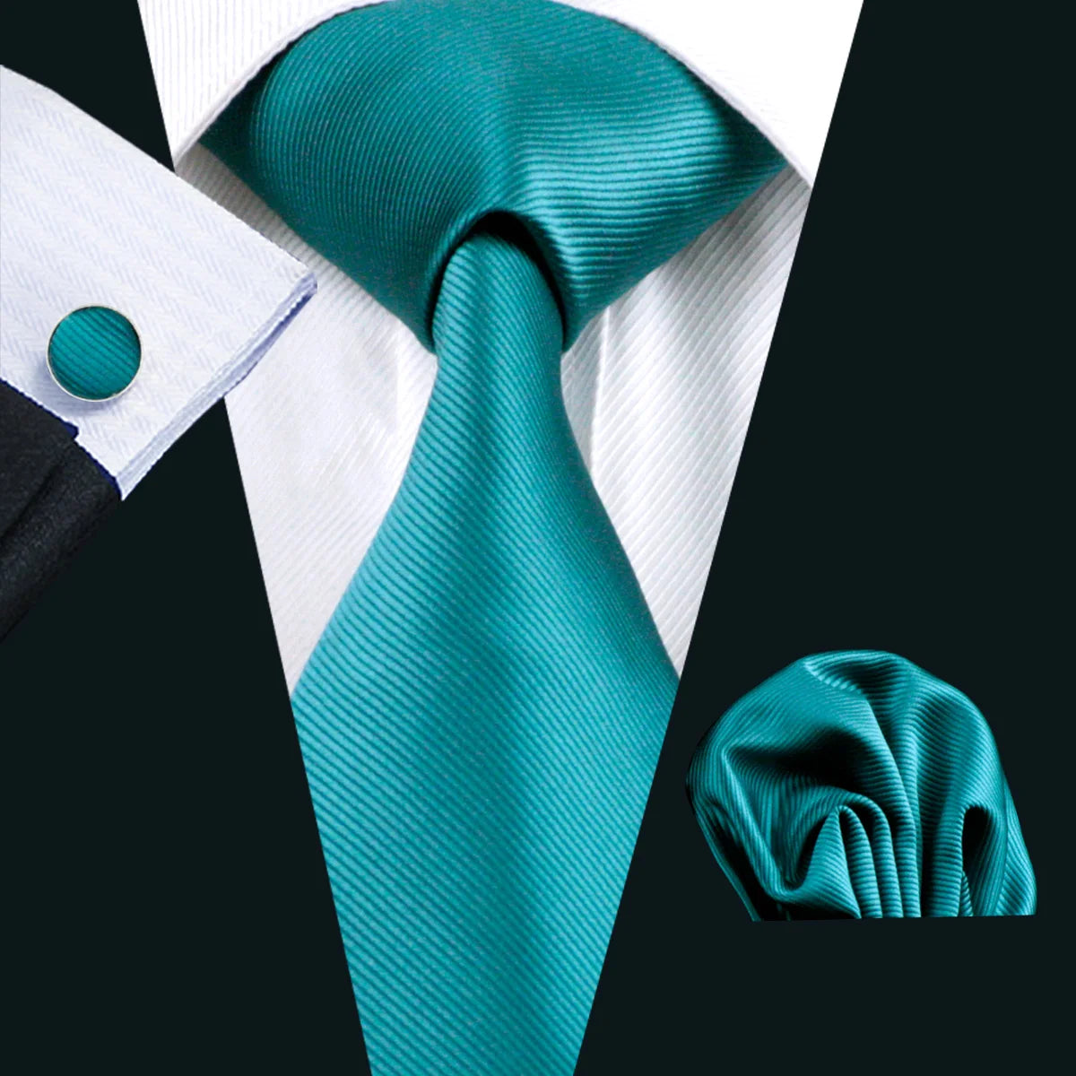 Teal Blue Men Silk Necktie