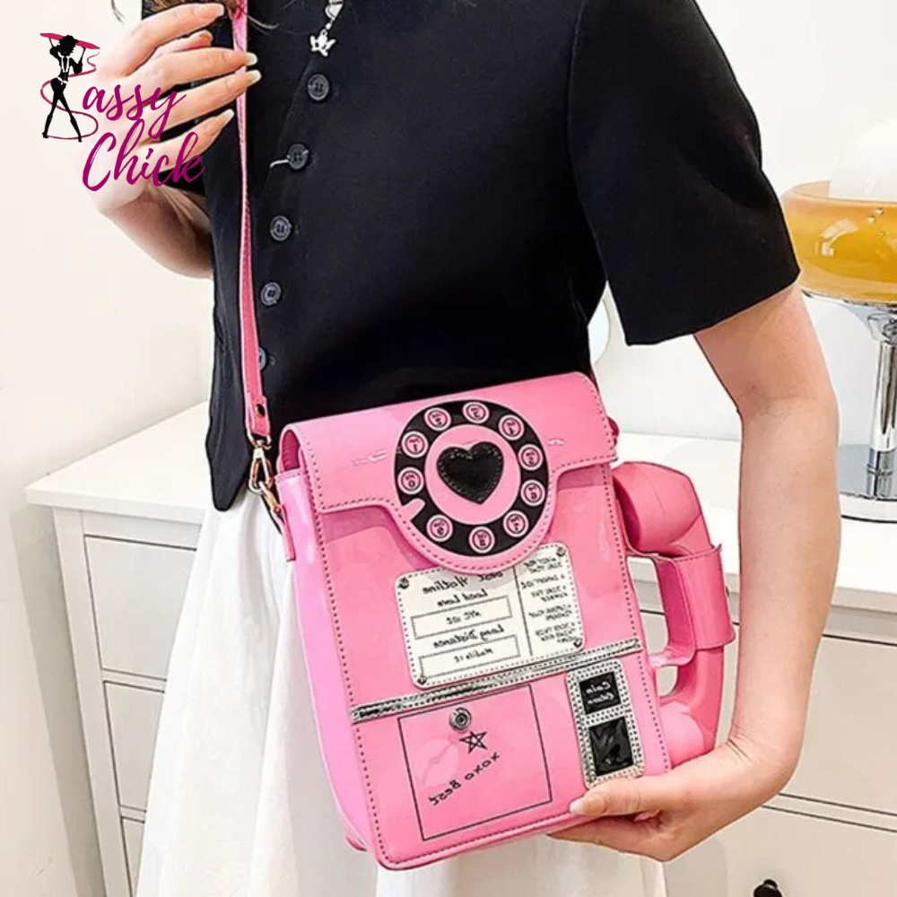 Telephone Shaped Shoulder Bag Sassy Chick Logo