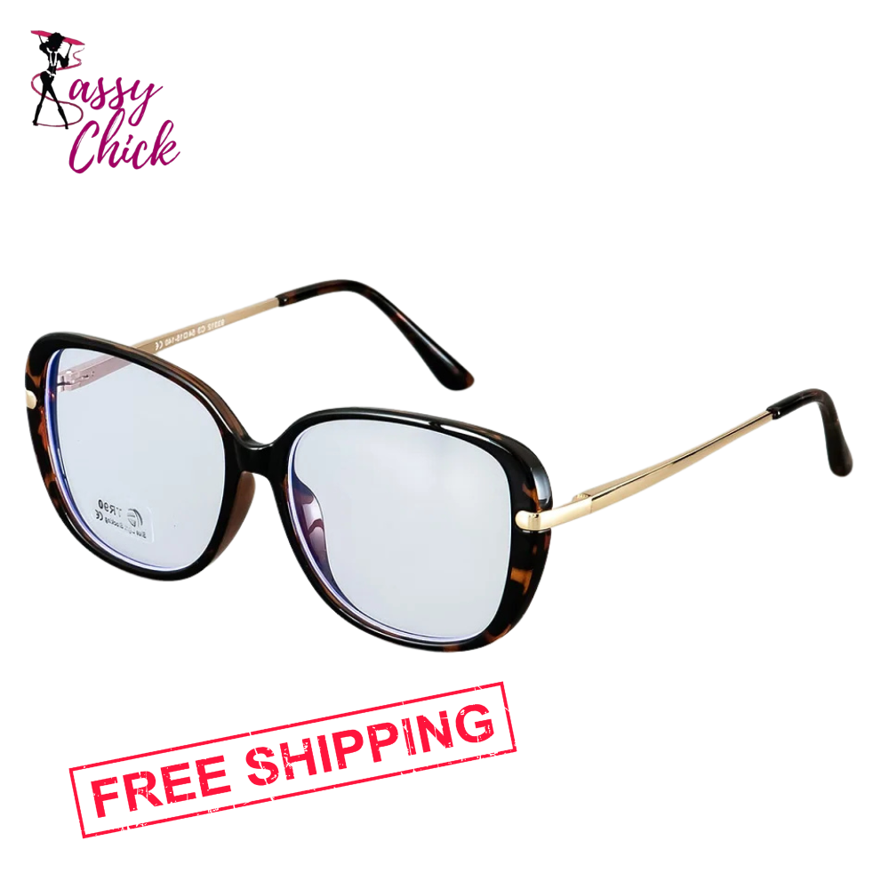 Transparent Anti Blue Light Square Eyewear Sassy Chick Logo