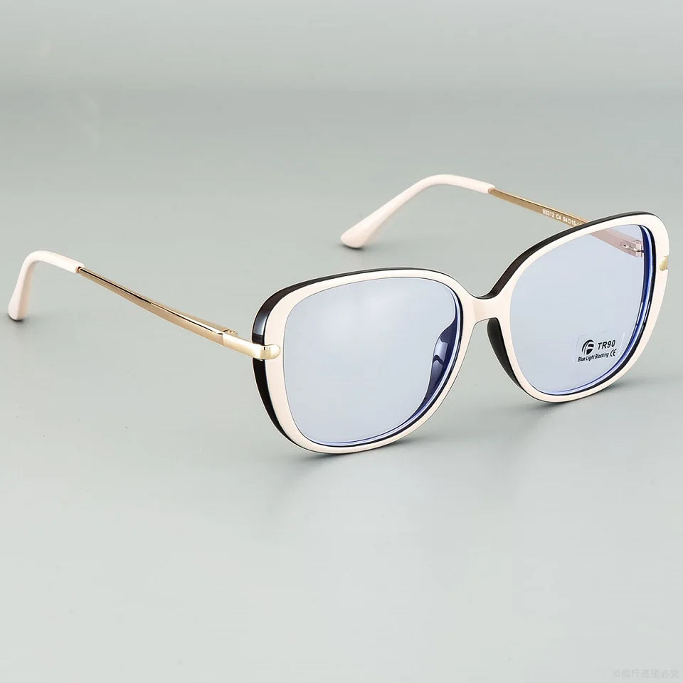 white gold Transparent Anti Blue Light Square Eyewear