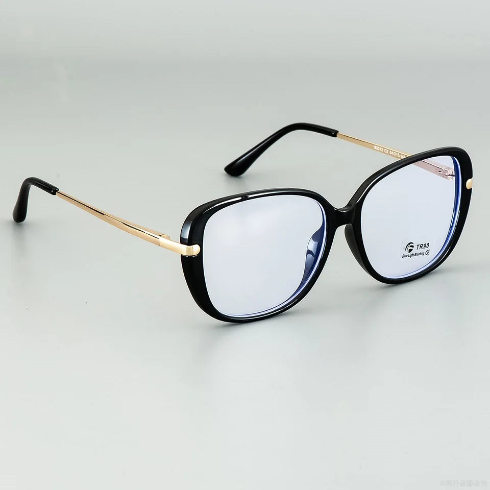 black gold Transparent Anti Blue Light Square Eyewear