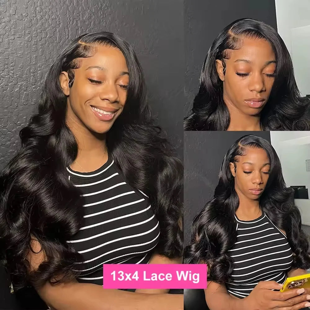 model using 13x4 Transparent HD Lace Frontal Body Wave Wig