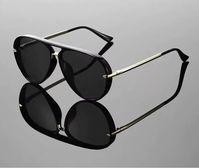 Black Trendy Candy Color Pilot Sunglasses