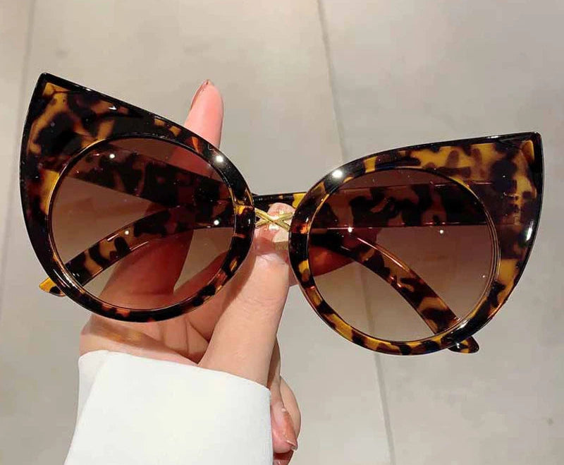 Leopard Trendy Cat Eye Big Frame Women's Sunglasses