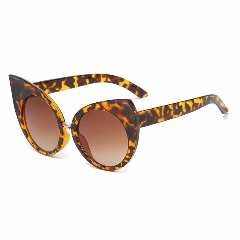 Leopard Trendy Cat Eye Big Frame Women's Sunglasses