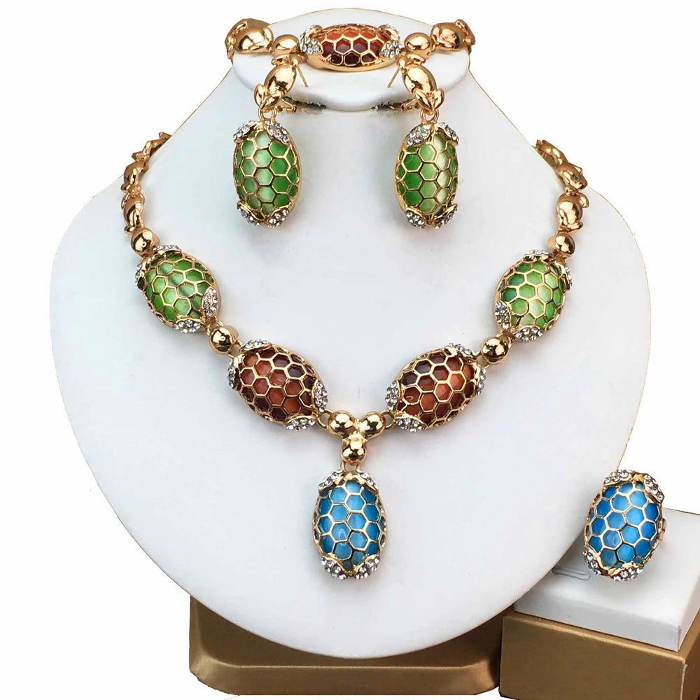 Trendy Gold-Plated Beads Women Jewelry Set