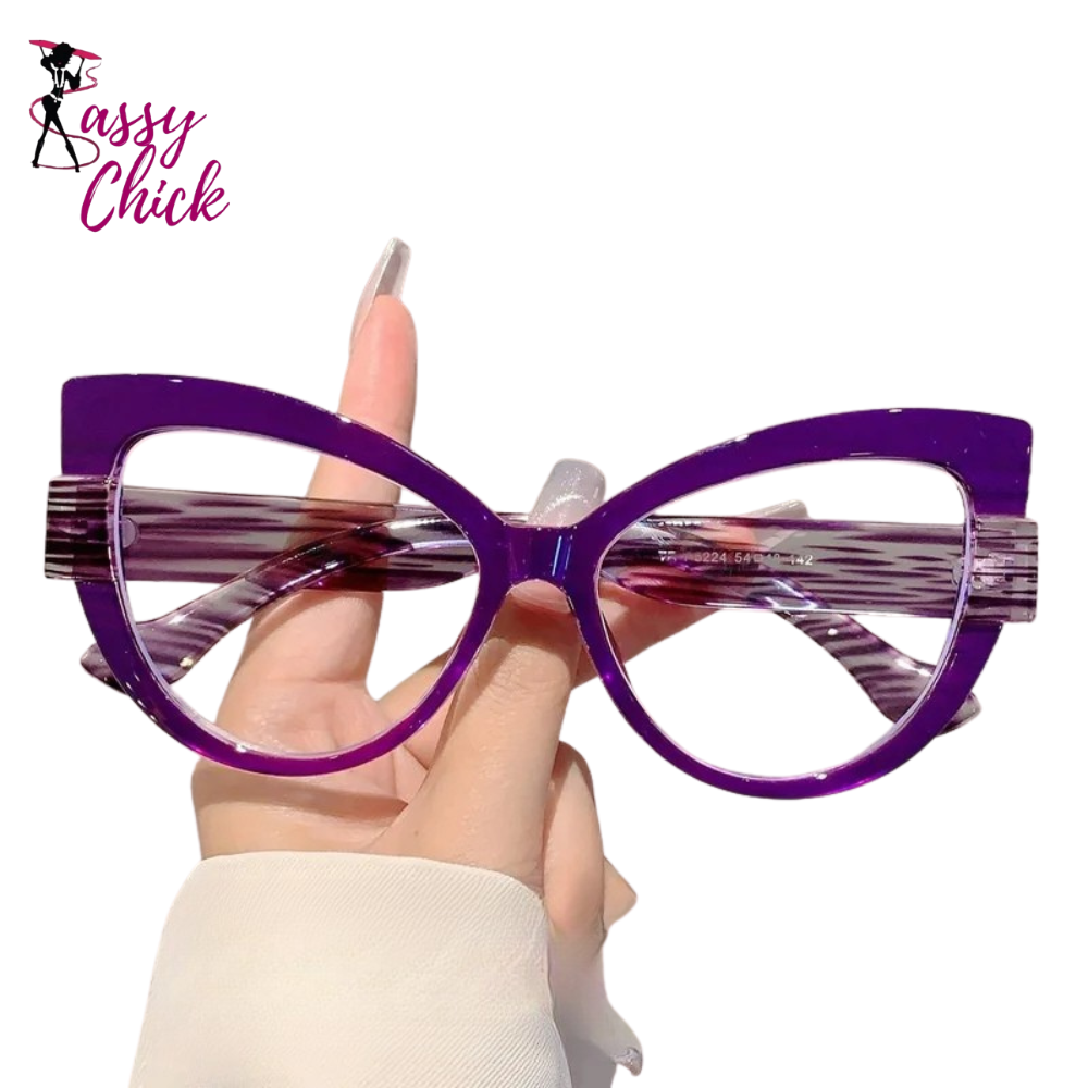 Trendy Large Cat Eye Far Sight Reading Glasses Sassy Chick Logo