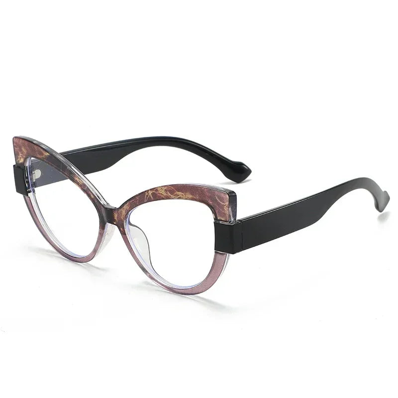 Brown Trendy Large Cat Eye Far Sight Reading Glasses