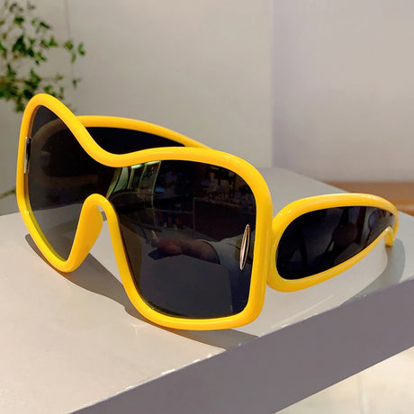 Yellow Trendy Oversize Square Designer Women's Shades