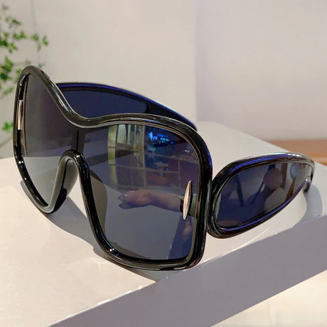 black Trendy Oversize Square Designer Women's Shades