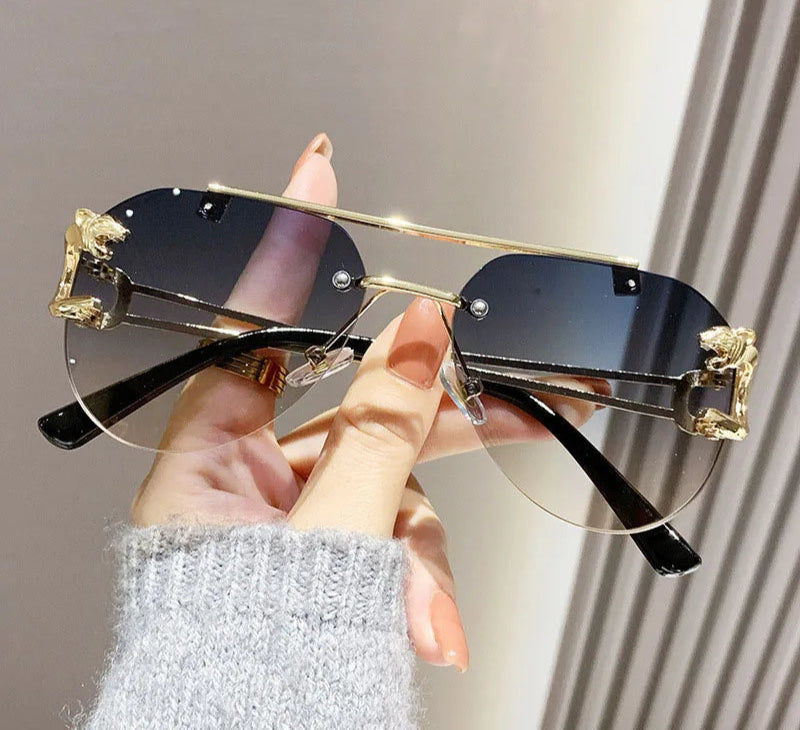 Trendy Rimless Women Sunglasses black
