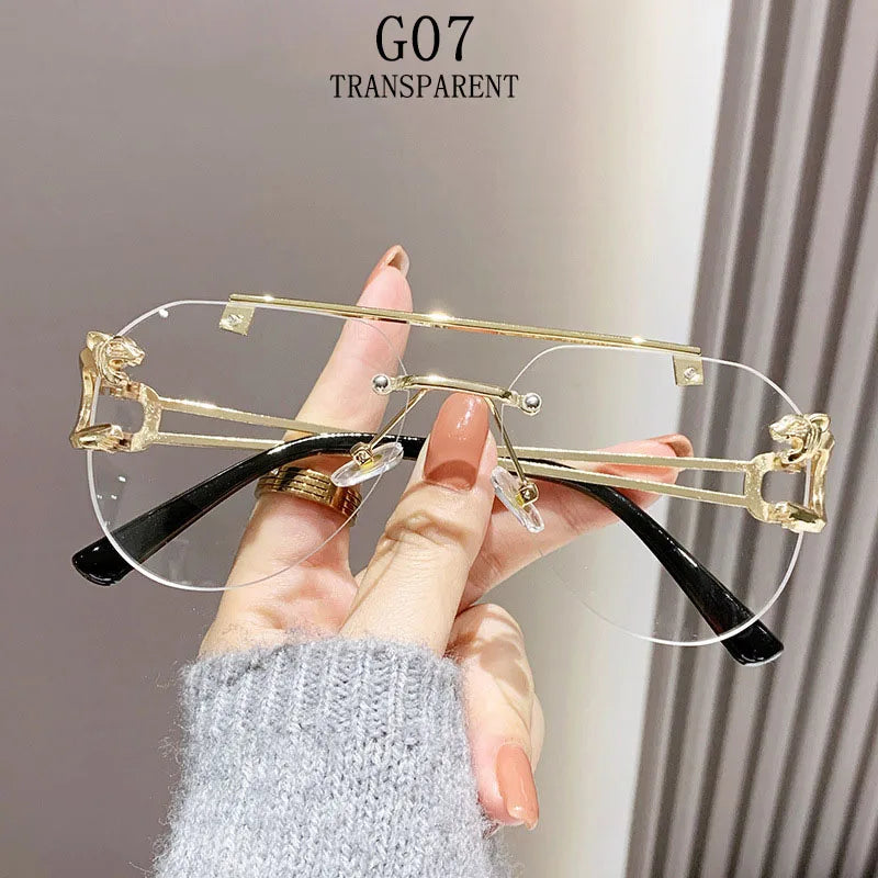 Trendy Rimless Women Sunglasses transparent