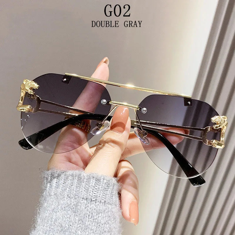 Trendy Rimless Women Sunglasses black