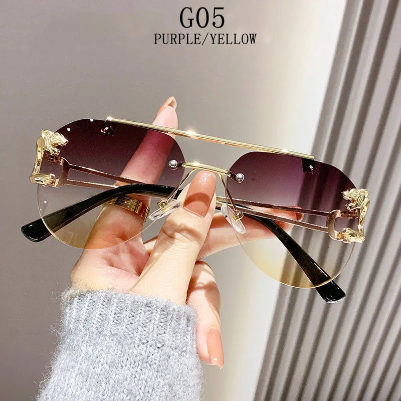 Trendy Rimless Women Sunglasses purple