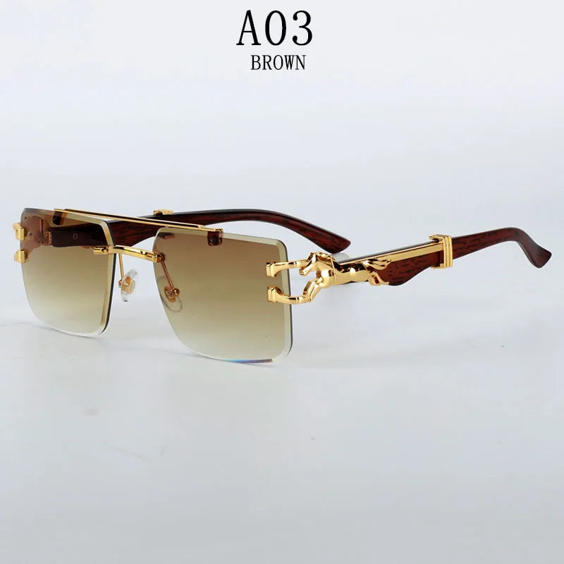 Trendy Rimless Women Sunglasses brown