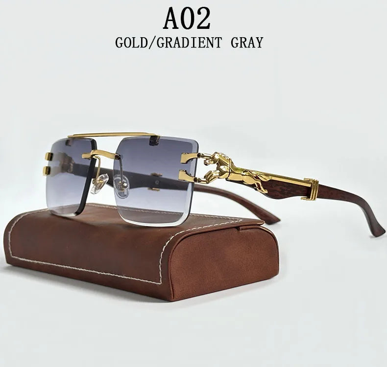 Trendy Rimless Women Sunglasses gradient gray