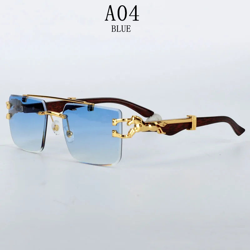 Trendy Rimless Women Sunglasses blue