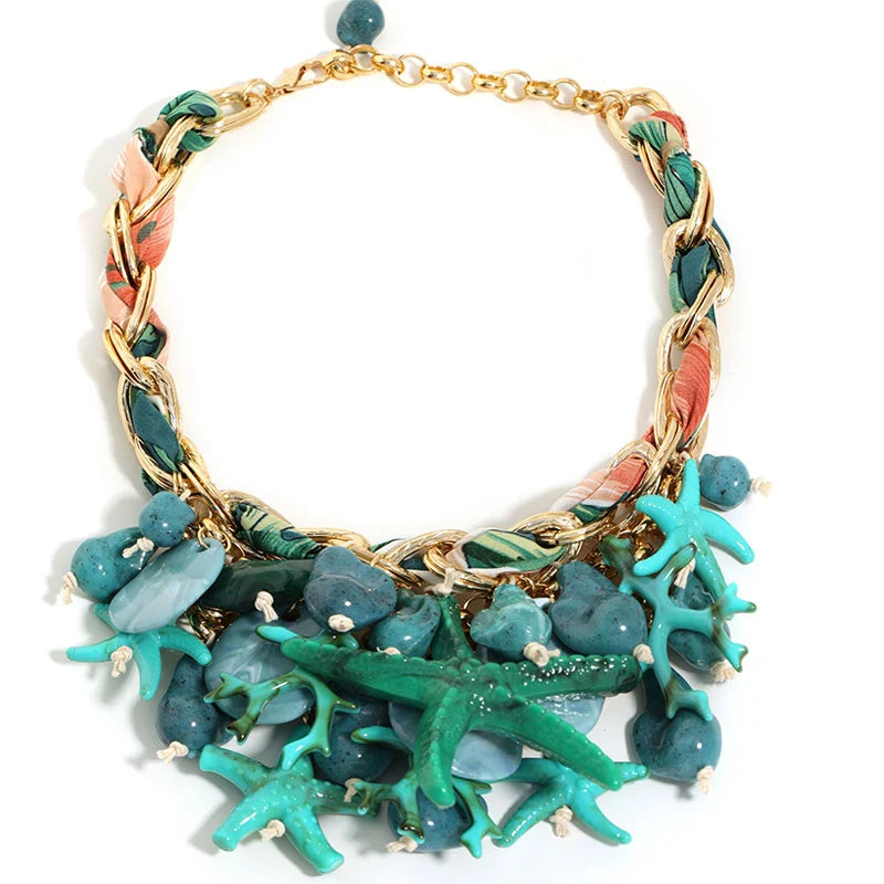 Green Trendy Statement Starfish Party Jewelry