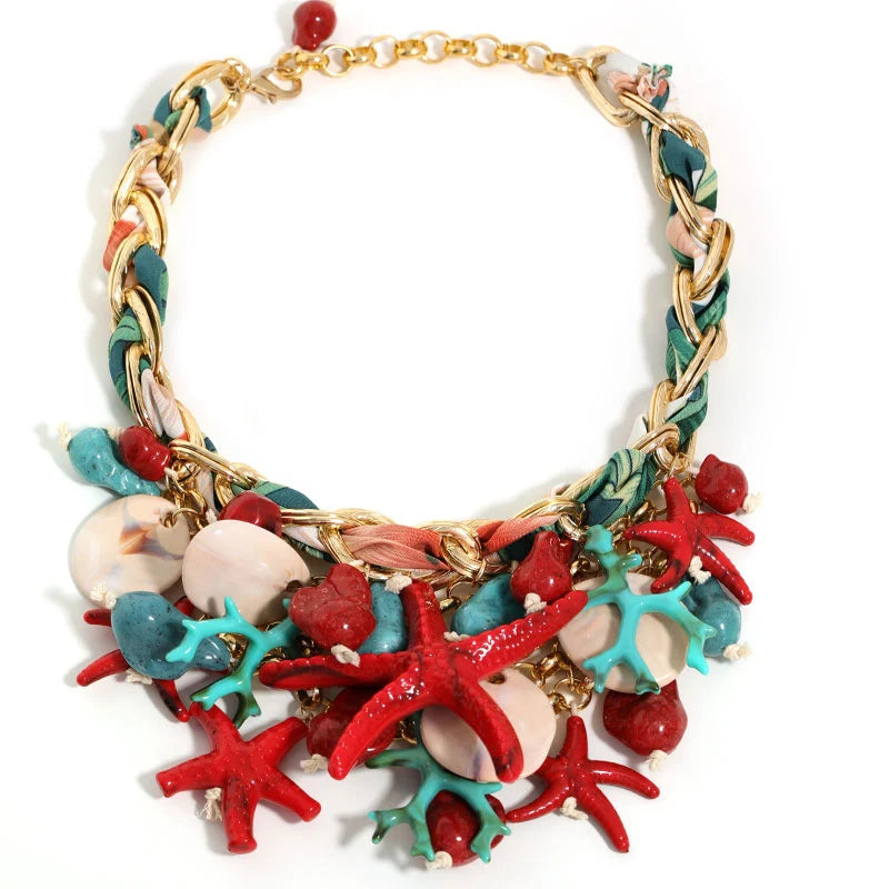 Red Trendy Statement Starfish Party Jewelry
