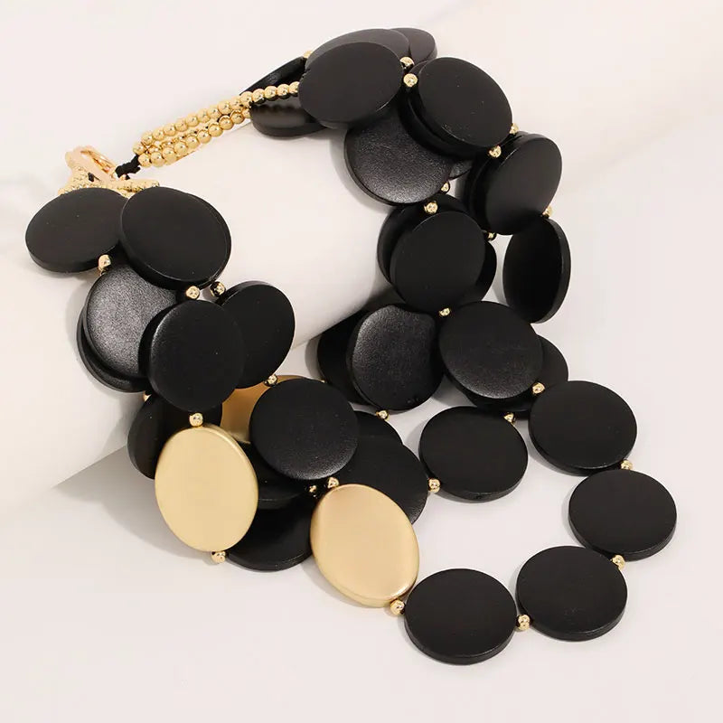 Trendy Statement Wood Beads Handmade Necklace