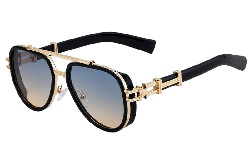 Trendy Steampunk Double Beam Oval Sunglasses