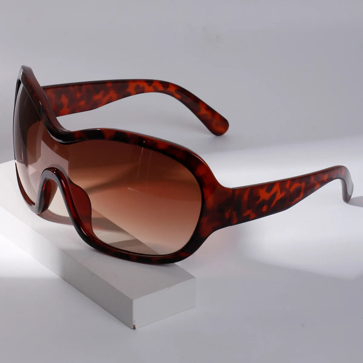 Leopard Trendy Unique Round Shaped Sunglasses
