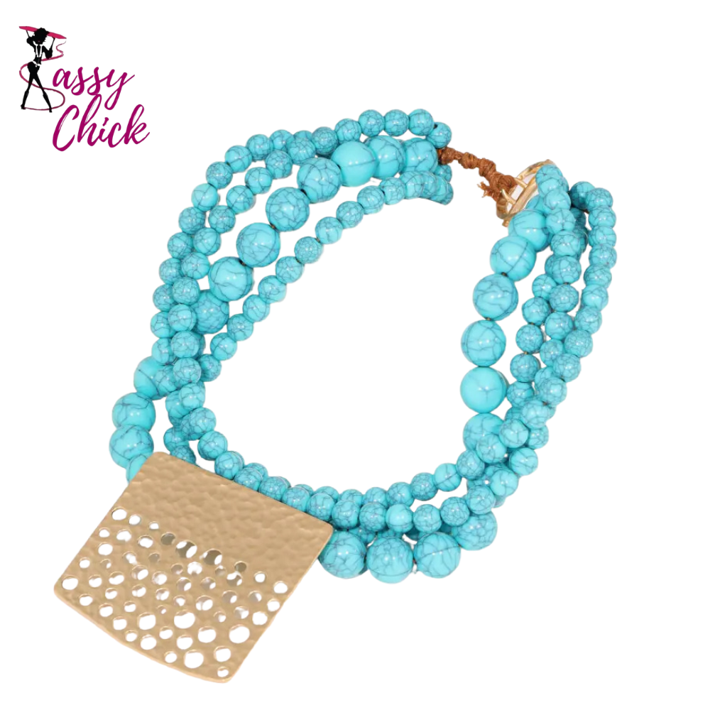Trendy Vintage with Geometry Pendant Beads Necklace Sassy Chick Logo