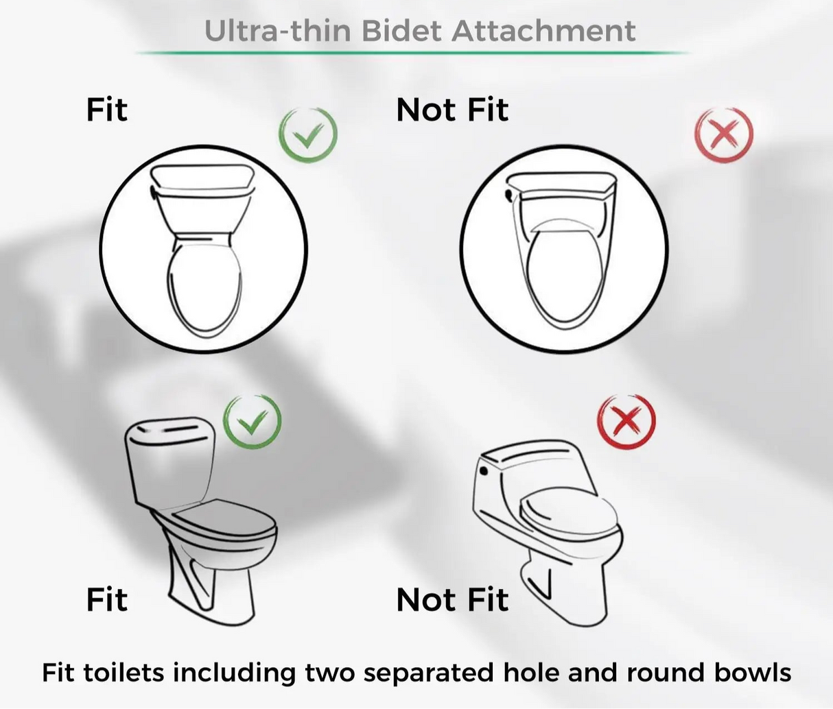 Ultra-thin non-electric bidet toilet seat attachment with dual nozzles for front and rear wash