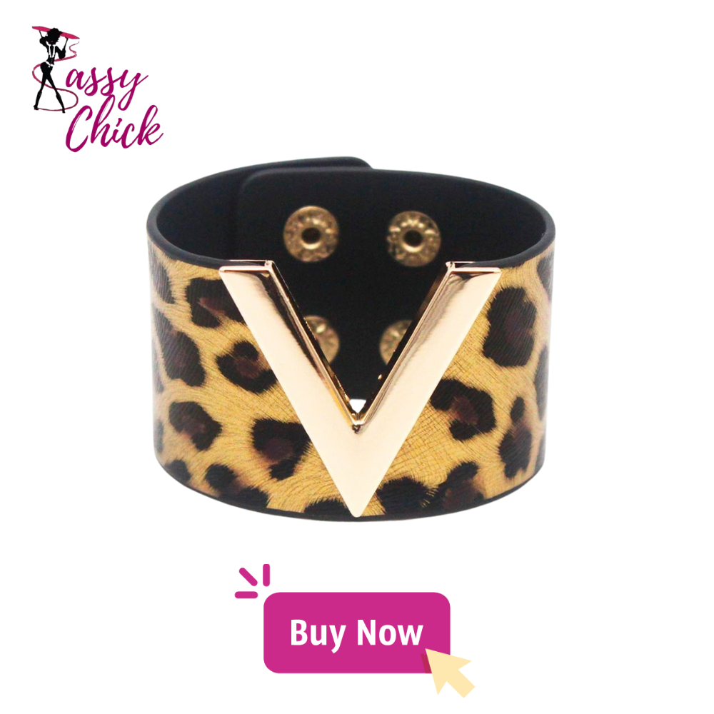 V Shaped Leather Cuff Bracelet