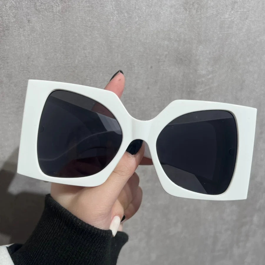 White Versatile Stylish Casual Face-Shaping Women's Sunglasses