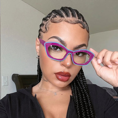 Model using Vintage Cat Eye Female Eyewear pink