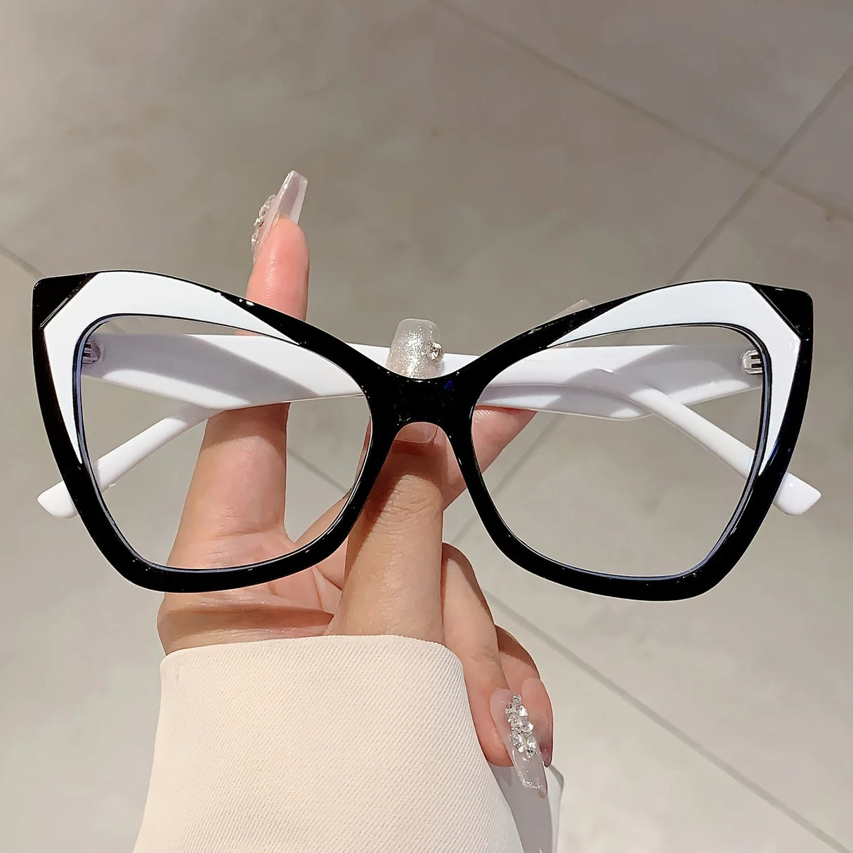 White/black Vintage Cat Eye Prescription Eyewear